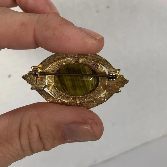 Vtg Tiger Eye  Brooch - Picture 5 of 9